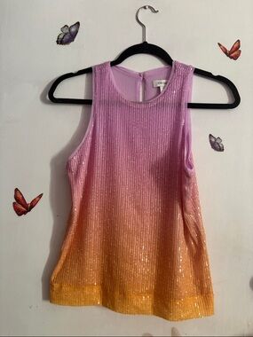 On the By Pink-to-Orange Ombre Sequin Tank
